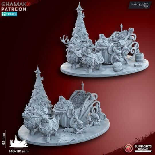 Santa Dwarf and his Helpers - Miniatures by Ghamak