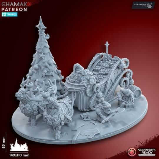Santa Dwarf and his Helpers - Miniatures by Ghamak