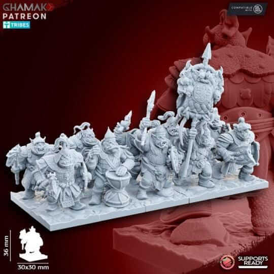 Grey Waste Orcs with Melee Weapon and Shield - Miniatures by Ghamak