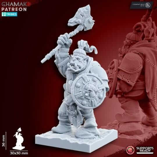 Grey Waste Orcs with Melee Weapon and Shield - Miniatures by Ghamak
