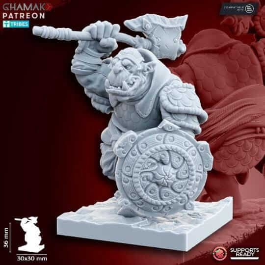 Grey Waste Orcs with Melee Weapon and Shield - Miniatures by Ghamak