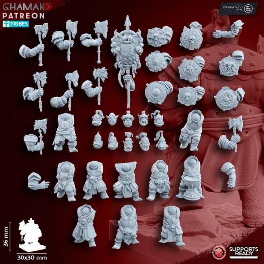 Grey Waste Orcs with Melee Weapon and Shield - Miniatures by Ghamak