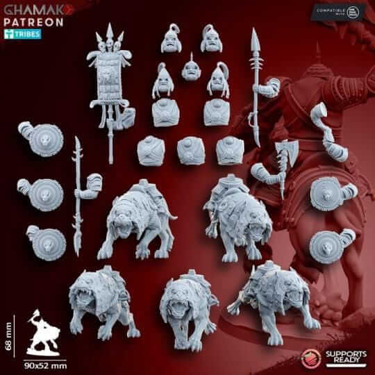 Big Grey orcs Warg riders - Miniatures by Ghamak
