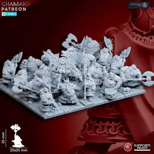 Dwarf Clan Warriors (two handed axes) - Miniatures by Ghamak
