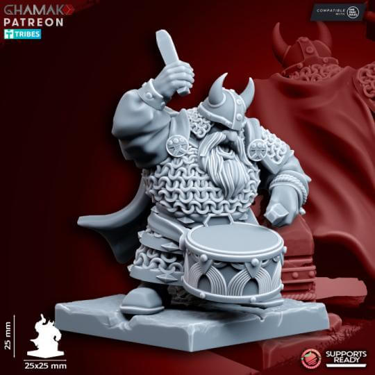 Dwarf Clan Warriors (hand weapon and shield) - Miniatures by Ghamak