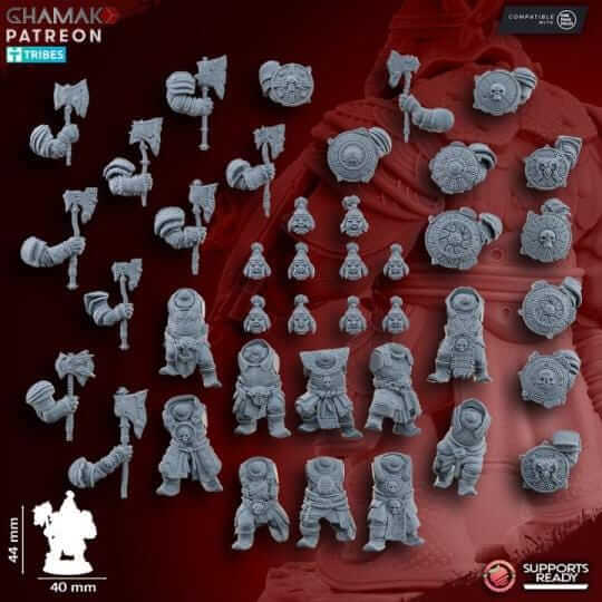Black Waste Orcs with Melee Weapon and Shield - Miniatures by Ghamak