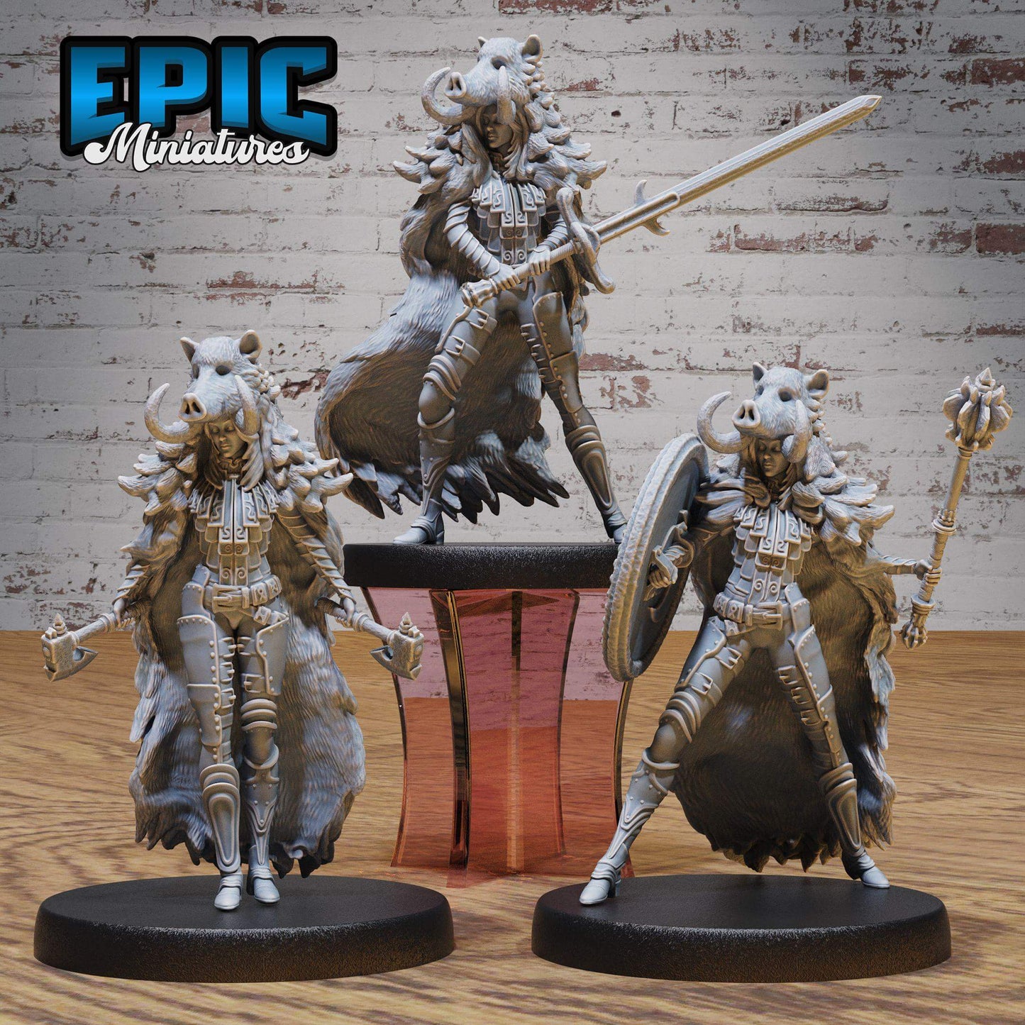 Boar Coat Warrior Lady Viking Warrior Norsemen - D&D Epic Miniatures   and Dragons