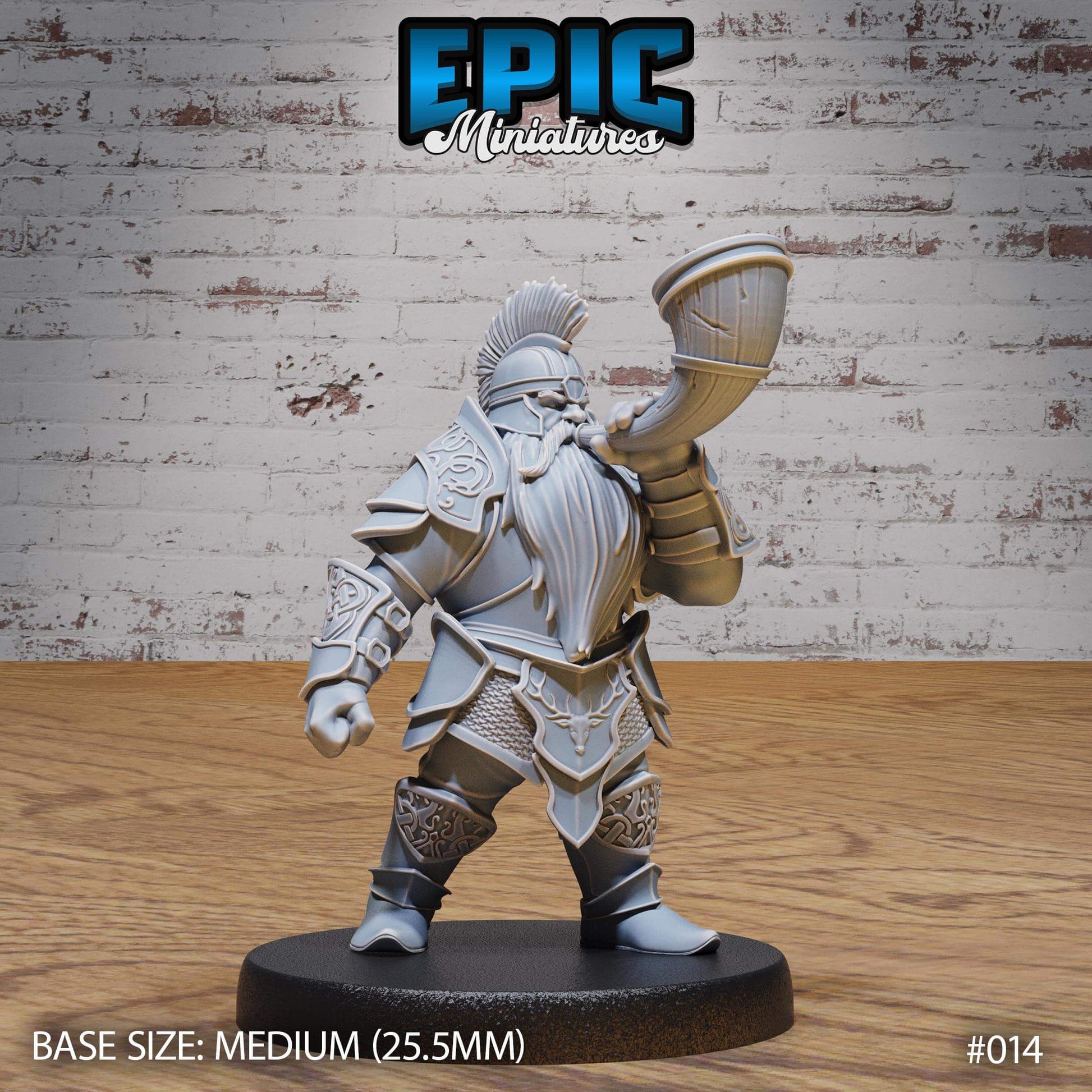 Dwarf Warrior Battle Horn - D&D Epic Miniatures   and Dragons