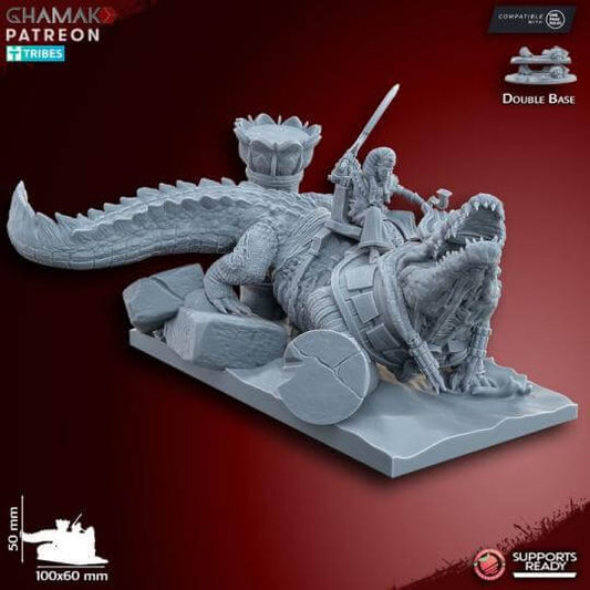 God-King on Undead Crocodile Kings of the lost Tomb - Miniatures by Ghamak