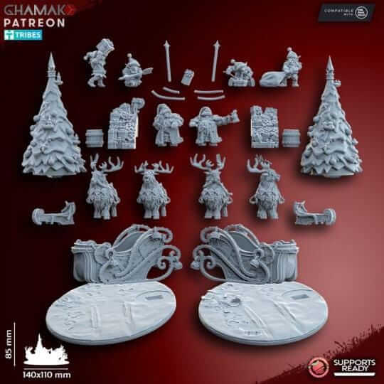 Santa Dwarf and his Helpers - Miniatures by Ghamak