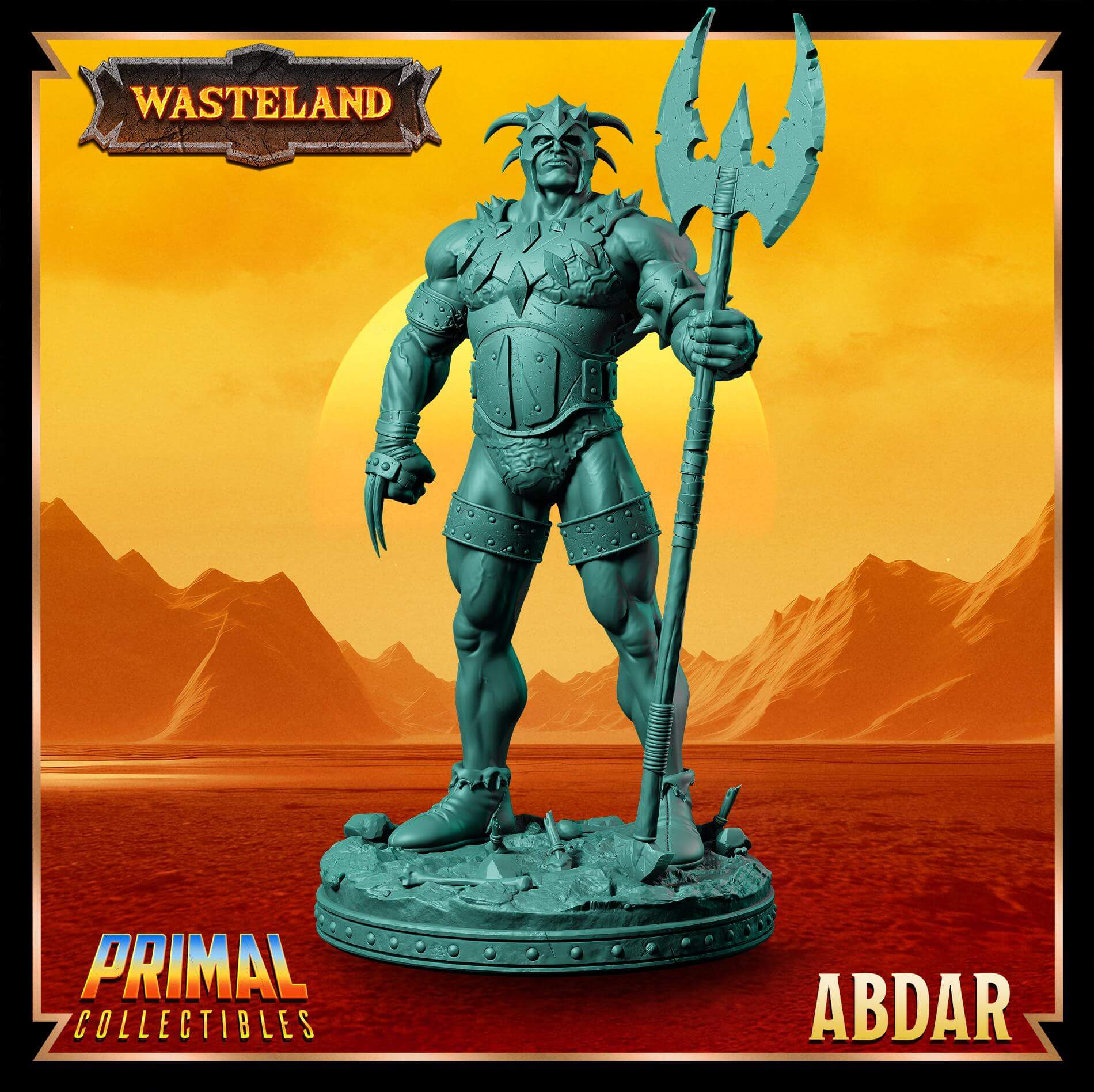 Abdar Warrior - Wasteland 3D Printed Resin RPG/Tabletop/Boardgames Miniature Primal Collectibles