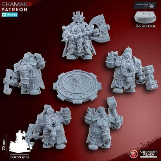Dwarf King on Shield - Miniatures by Ghamak