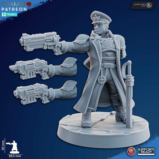 Freedom Guard Commissar - Imperial Guard Proxy - Ghamak Miniatures