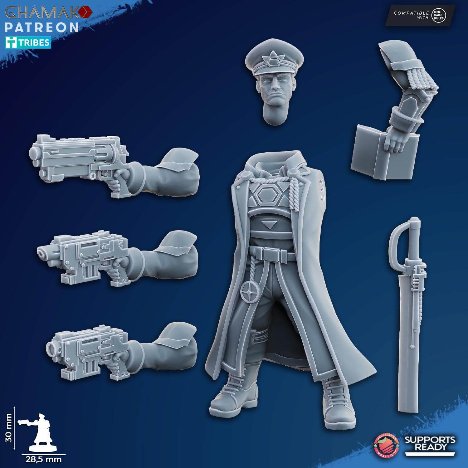 Freedom Guard Commissar - Imperial Guard Proxy - Ghamak Miniatures