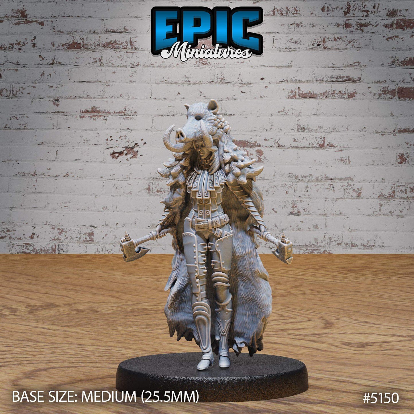 Boar Coat Warrior Lady Viking Warrior Norsemen - D&D Epic Miniatures   and Dragons