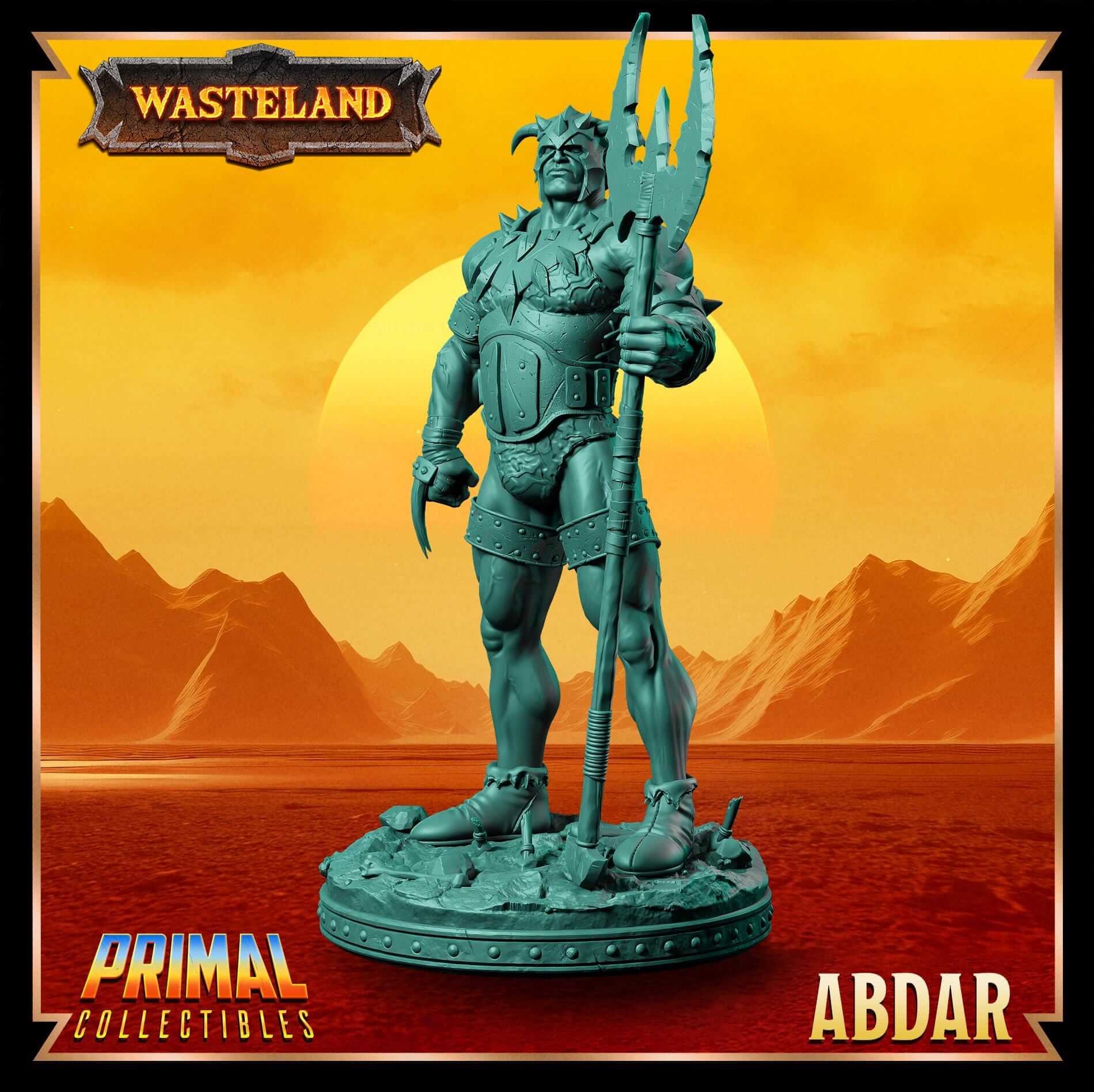 Abdar Warrior - Wasteland 3D Printed Resin RPG/Tabletop/Boardgames Miniature Primal Collectibles