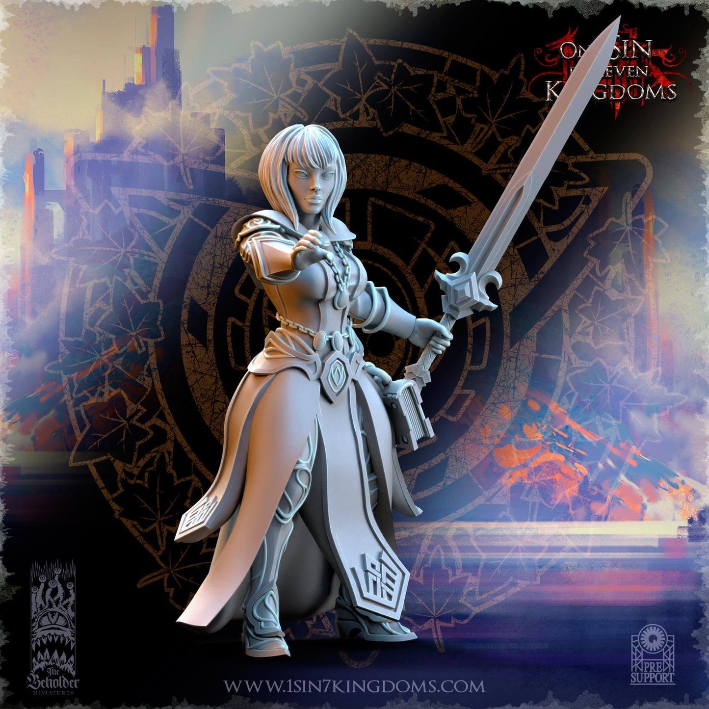 Elven Sorceress - Silvermoor Elves - One Sin for Seven Kingdoms - Beholder Miniatures