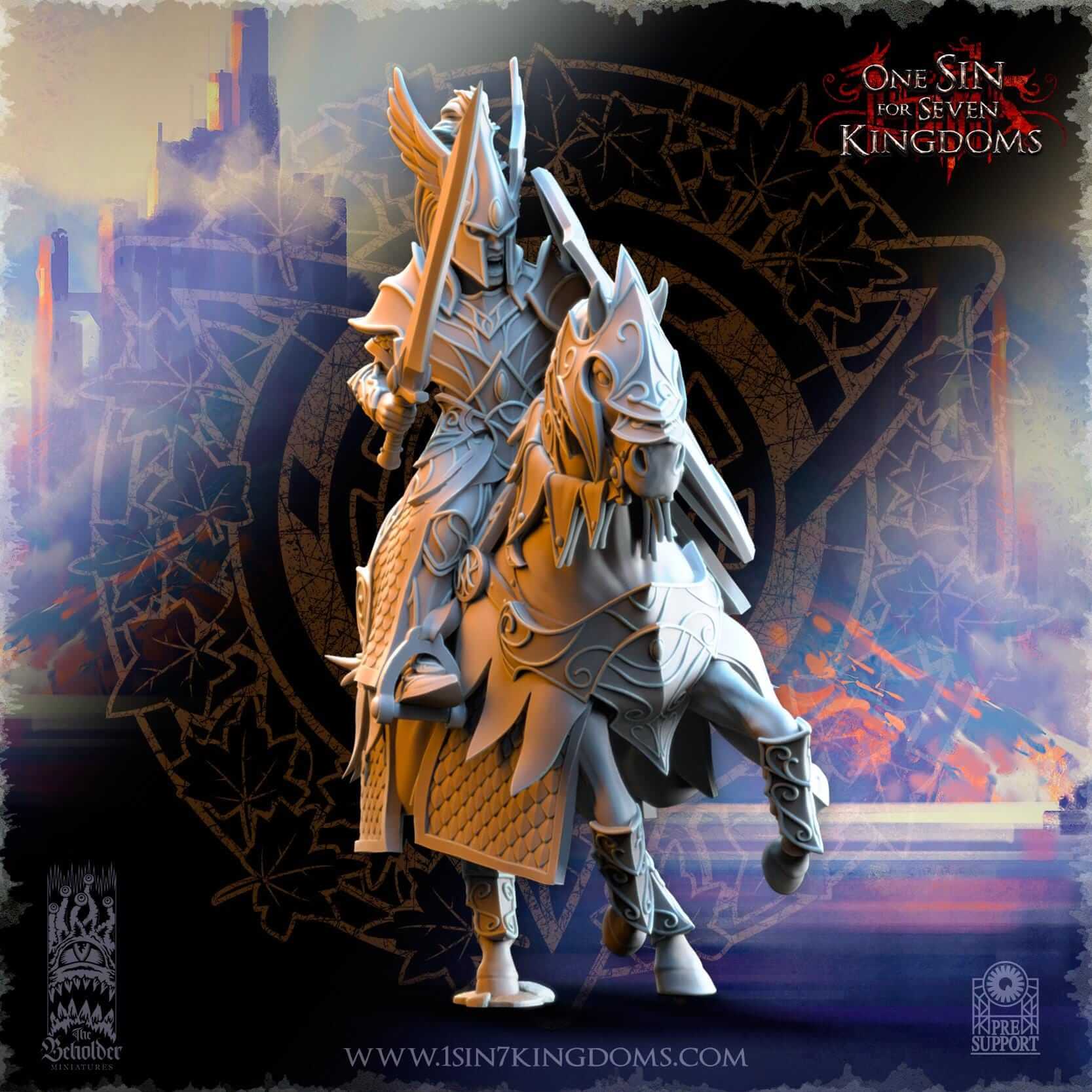 Knights of Ashur w sword - Silvermoor Elves - One Sin for Seven Kingdoms - Beholder Miniatures