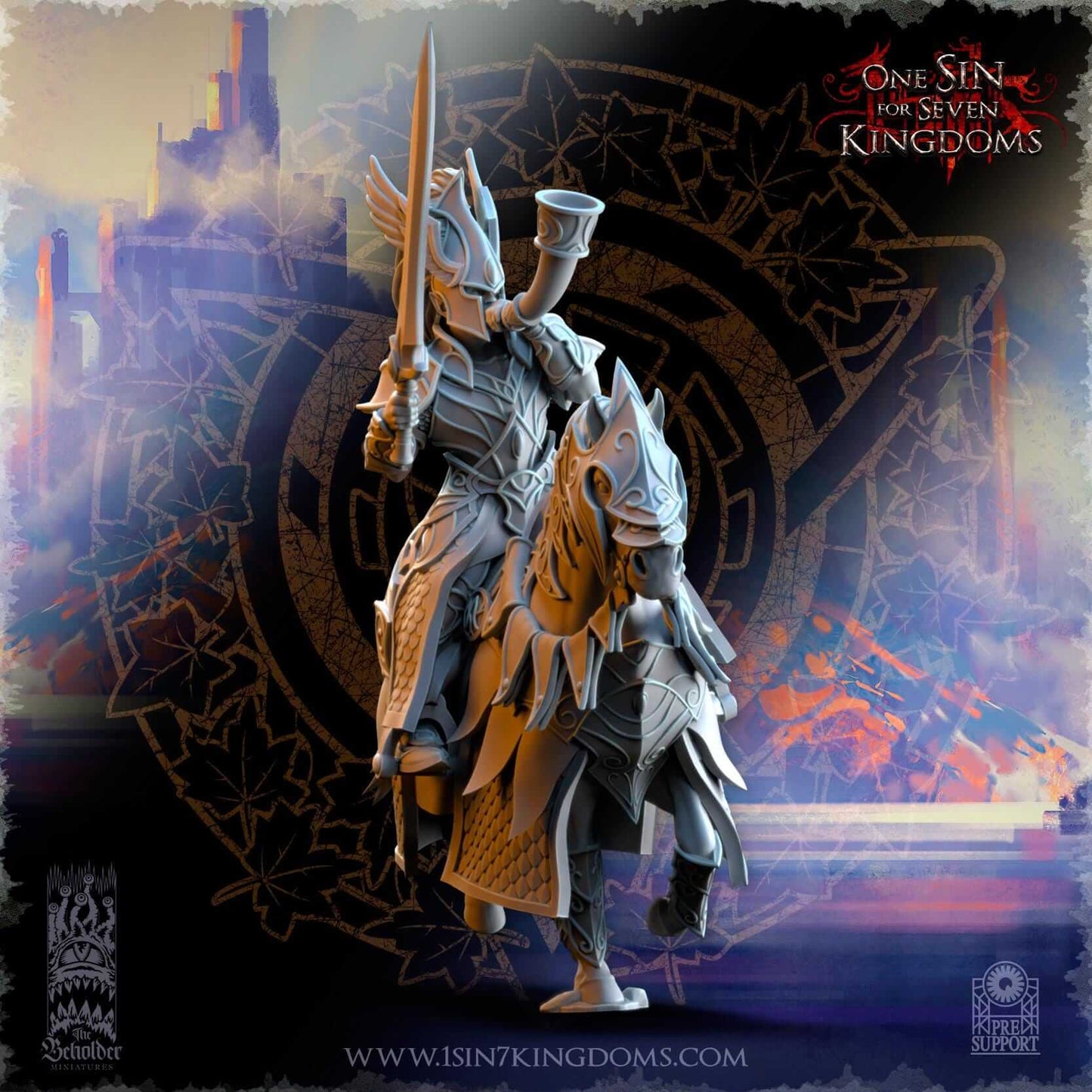 Knights of Ashur w sword - Silvermoor Elves - One Sin for Seven Kingdoms - Beholder Miniatures