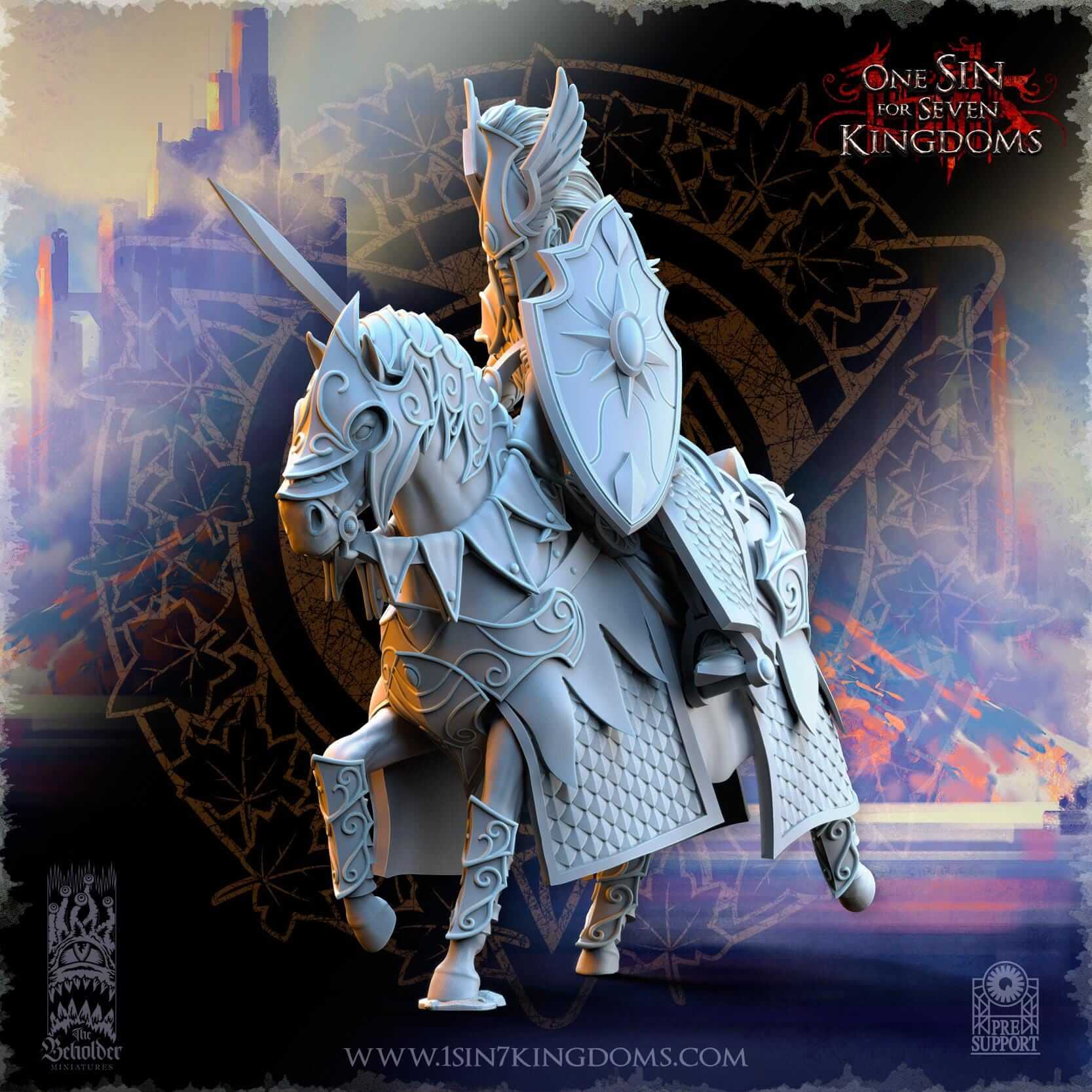 Knights of Ashur w sword - Silvermoor Elves - One Sin for Seven Kingdoms - Beholder Miniatures