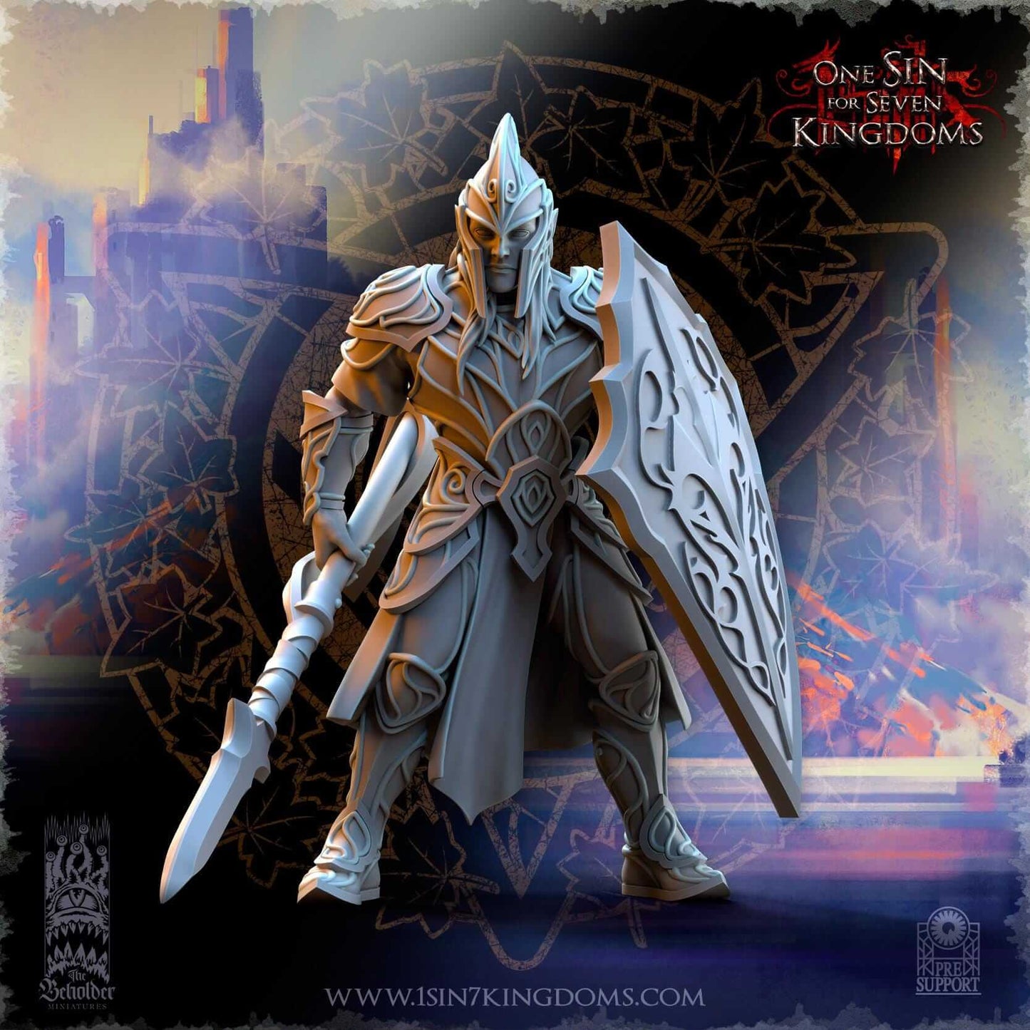 Elven Warriors w spear - Silvermoor Elves - One Sin for Seven Kingdoms - Beholder Miniatures