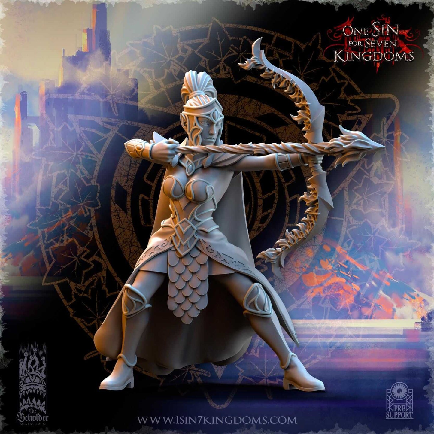 Sisterhood Archers Magical Bow - Silvermoor Elves - One Sin for Seven Kingdoms - Beholder Miniatures