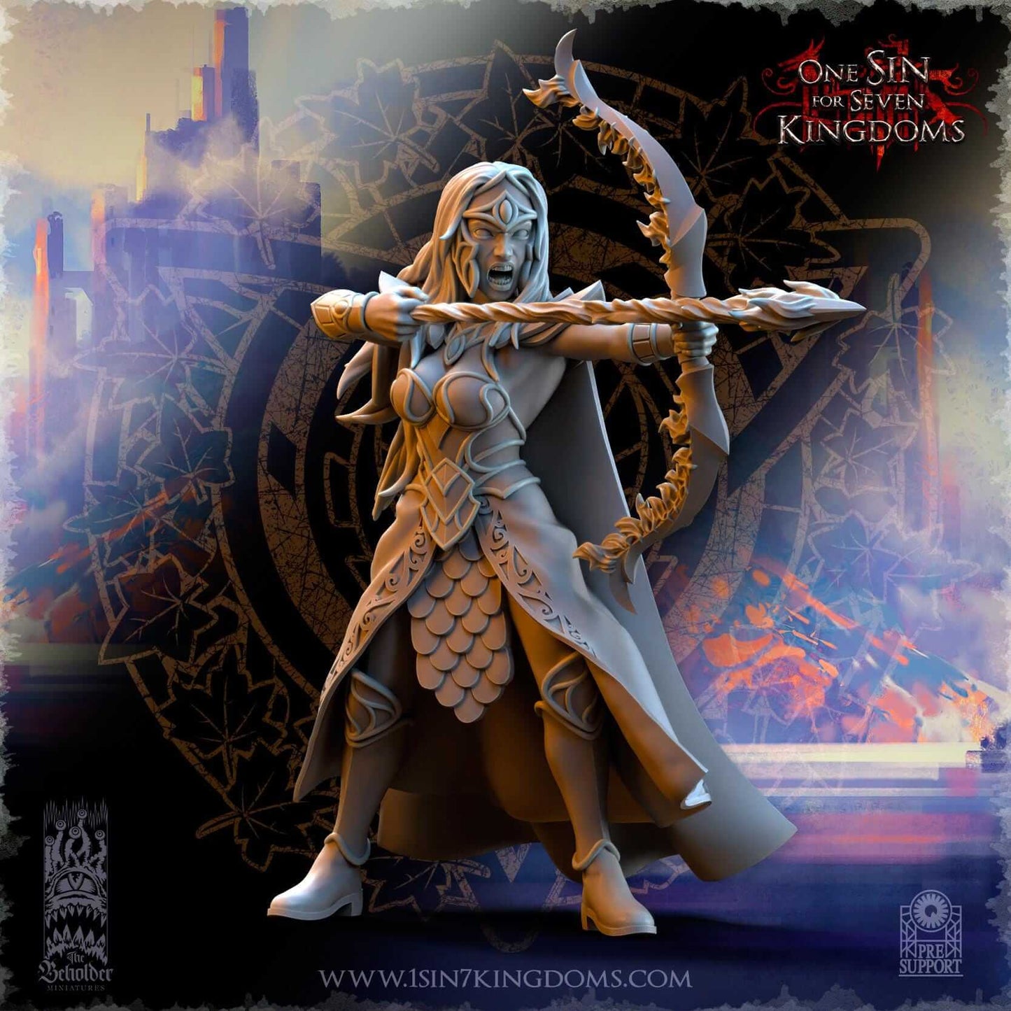 Sisterhood Archers Magical Bow - Silvermoor Elves - One Sin for Seven Kingdoms - Beholder Miniatures