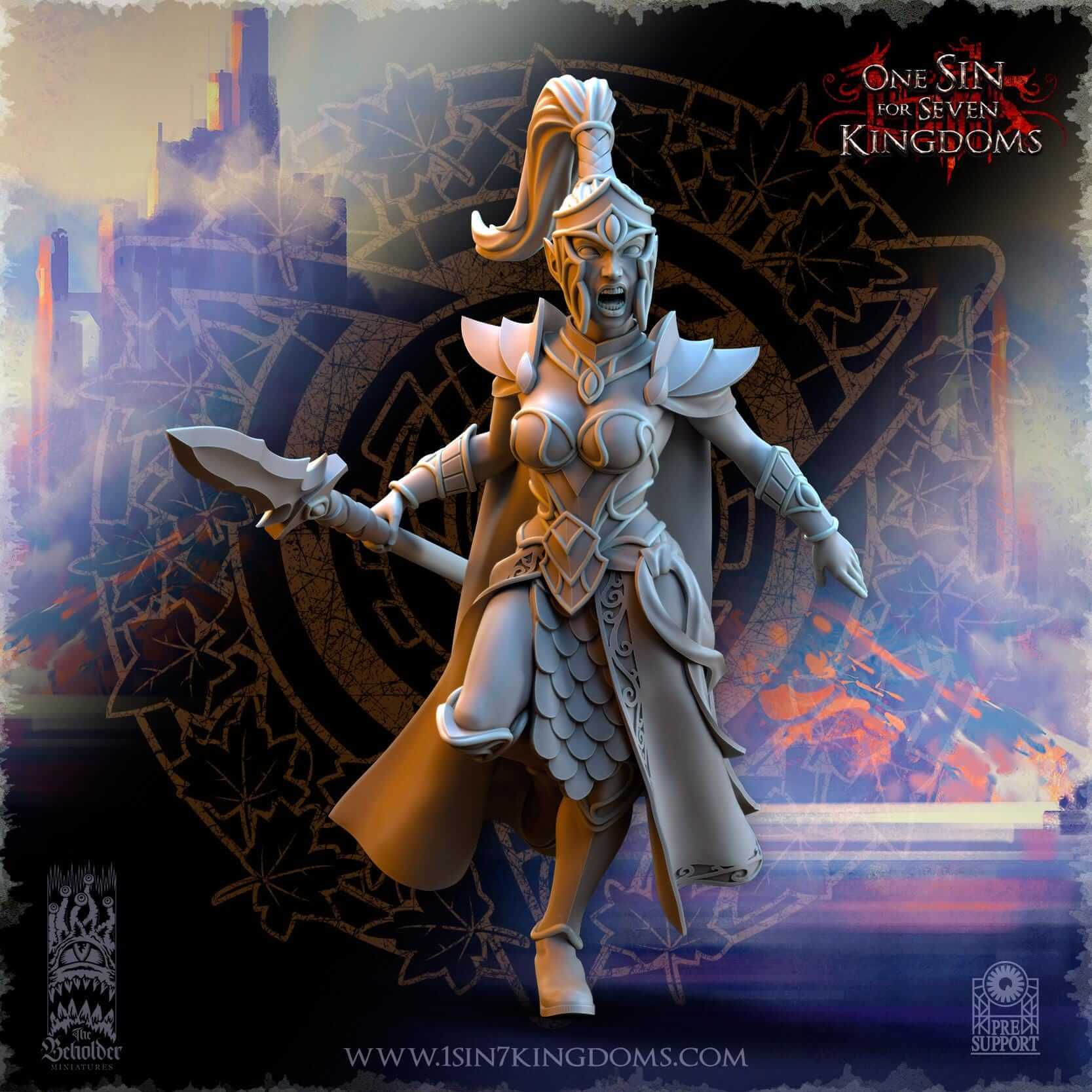 Sisterhood Praetorians - Silvermoor Elves - One Sin for Seven Kingdoms - Beholder Miniatures