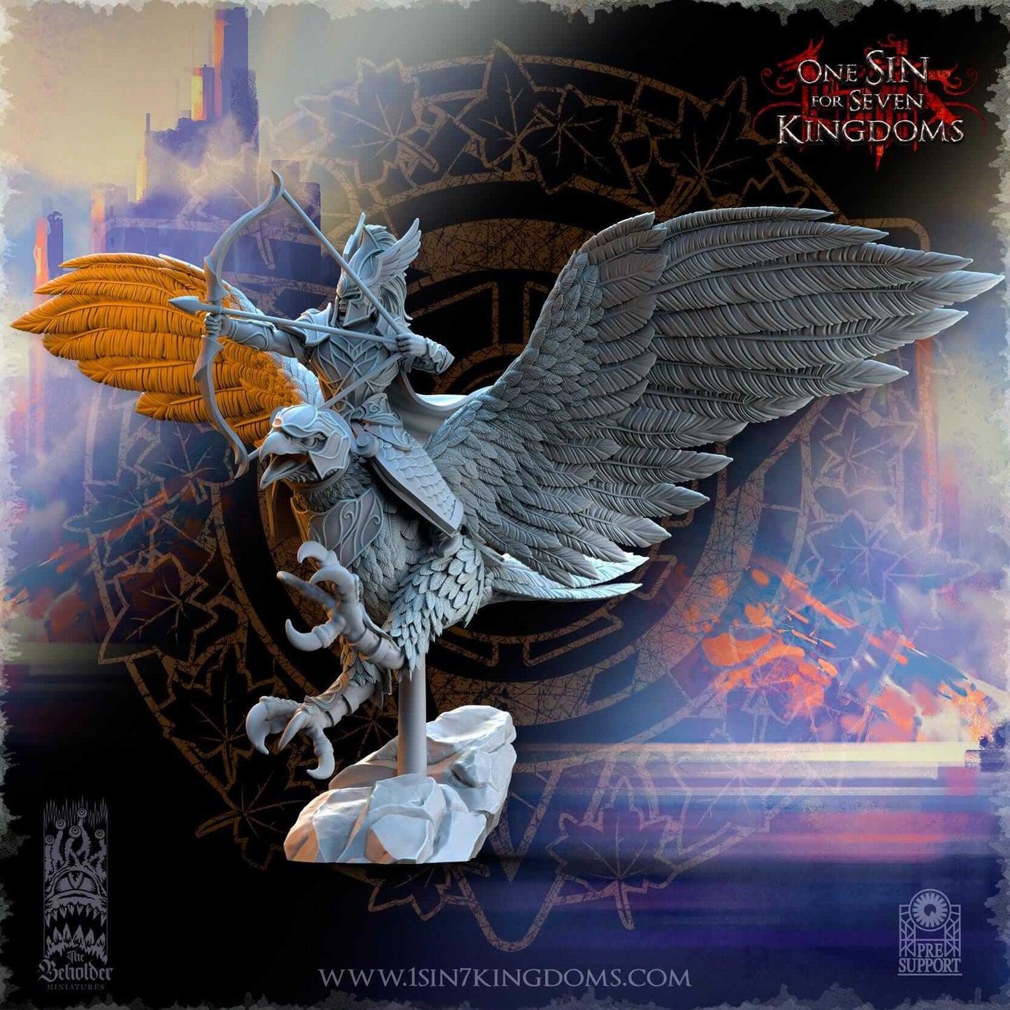 Glorindel on Eagle - Silvermoor Elves - One Sin for Seven Kingdoms - Beholder Miniatures