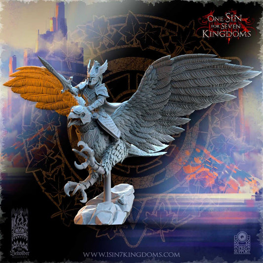Glorindel on Eagle - Silvermoor Elves - One Sin for Seven Kingdoms - Beholder Miniatures