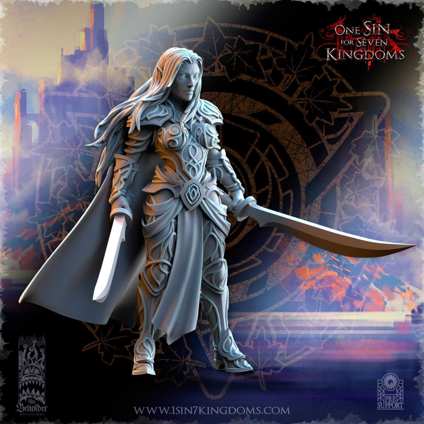 Lyriel Captain - Silvermoor Elves - One Sin for Seven Kingdoms - Beholder Miniatures