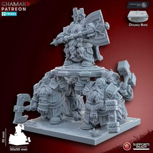 Dwarf King on Shield - Miniatures by Ghamak