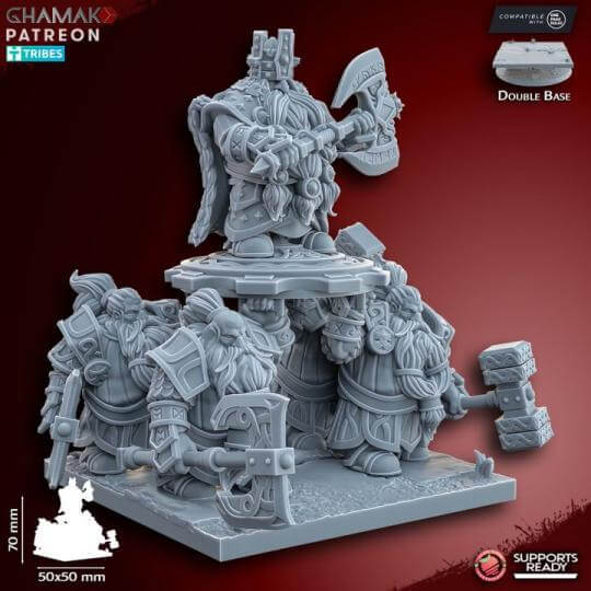 Dwarf King on Shield - Miniatures by Ghamak