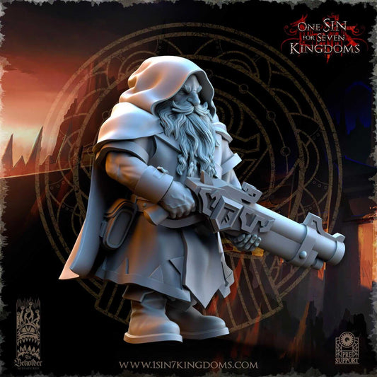 Dwarf with Blunderbuss - Dwarf Kingdoms - One Sin for Seven Kingdoms - Beholder Miniatures