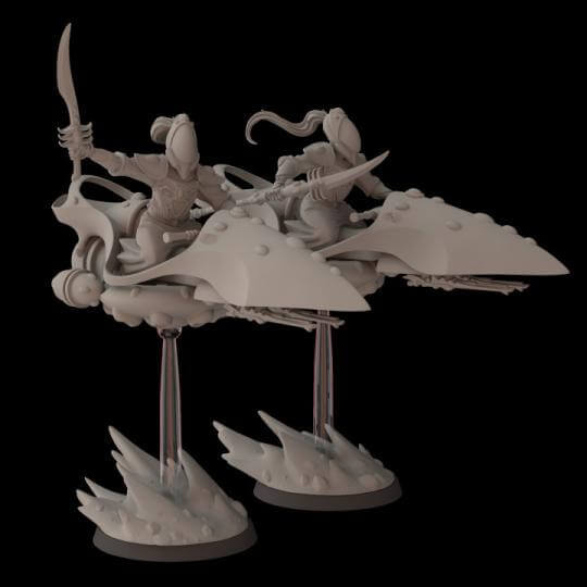 Oracles on Graviton Bike - Aeldari Shroud Runner Proxy - Fantasy Cult Miniatures