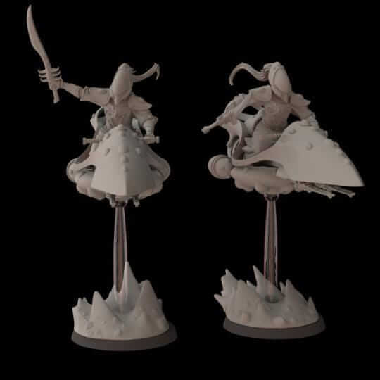 Oracles on Graviton Bike - Aeldari Shroud Runner Proxy - Fantasy Cult Miniatures