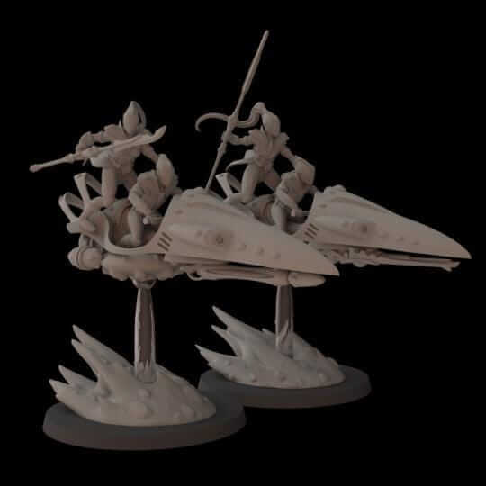 Aeterni Battledancers on Graviton Bike - Aeldari Skyrunner Proxy - Fantasy Cult Miniatures
