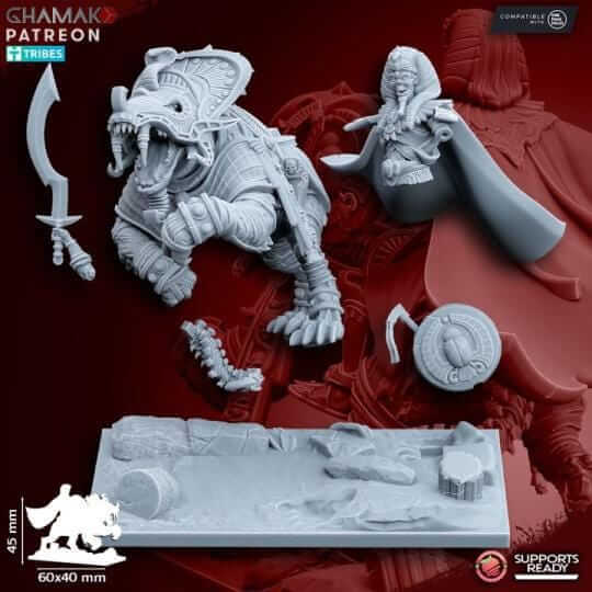 God-King on Sabretooth Kings of the lost Tomb - Miniatures by Ghamak