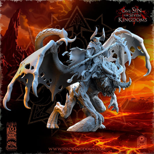 Sorcerer on Undead Manticore - Realm of Mayhem - One Sin for Seven Kingdoms - Beholder Miniatures