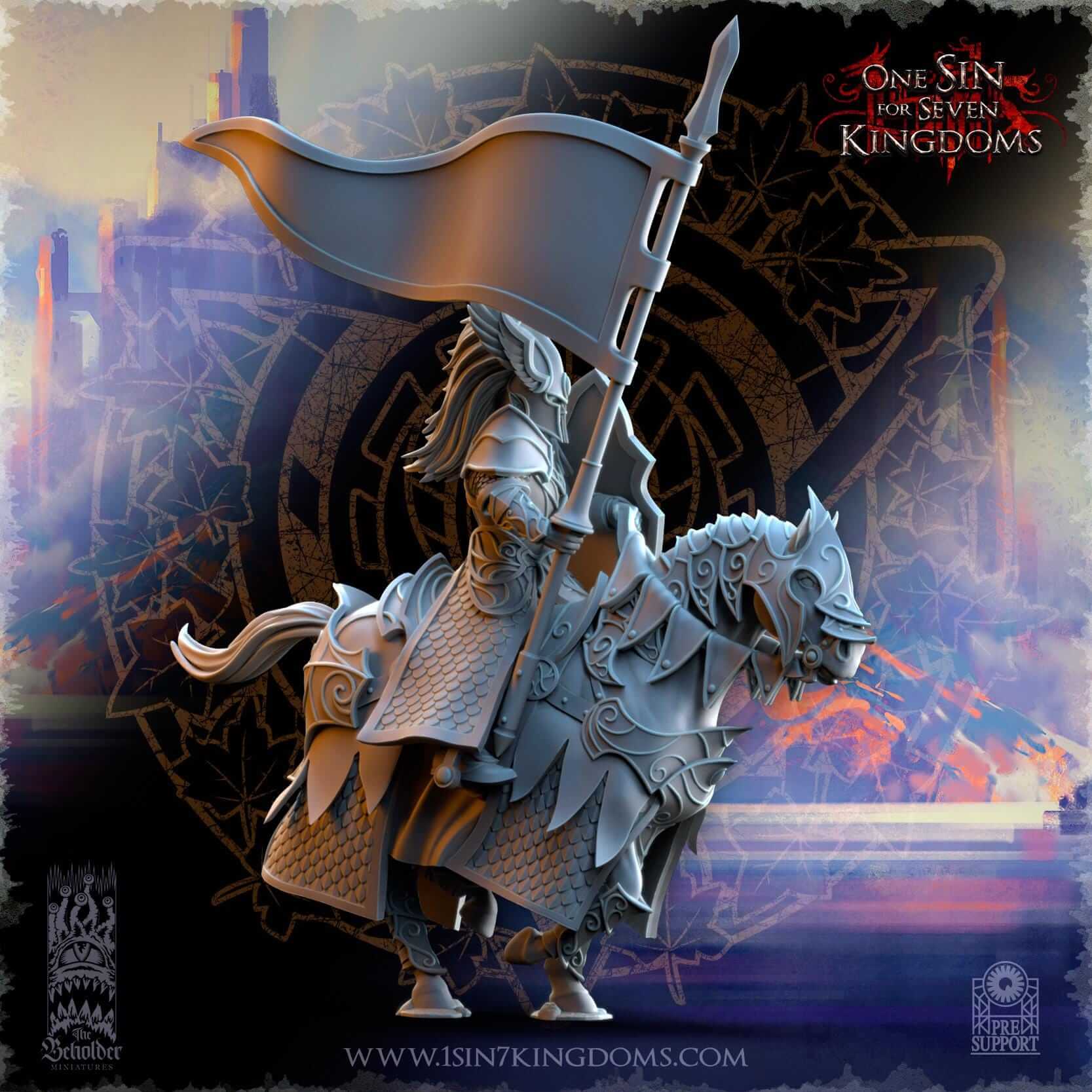 Knights of Ashur w sword - Silvermoor Elves - One Sin for Seven Kingdoms - Beholder Miniatures