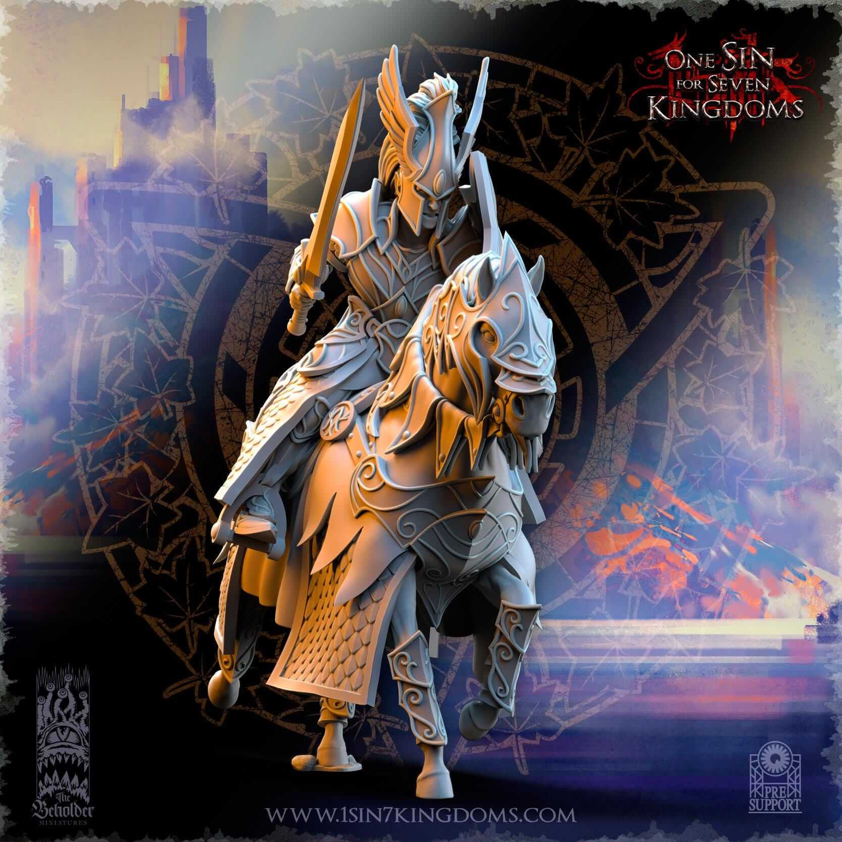 Knights of Ashur w sword - Silvermoor Elves - One Sin for Seven Kingdoms - Beholder Miniatures
