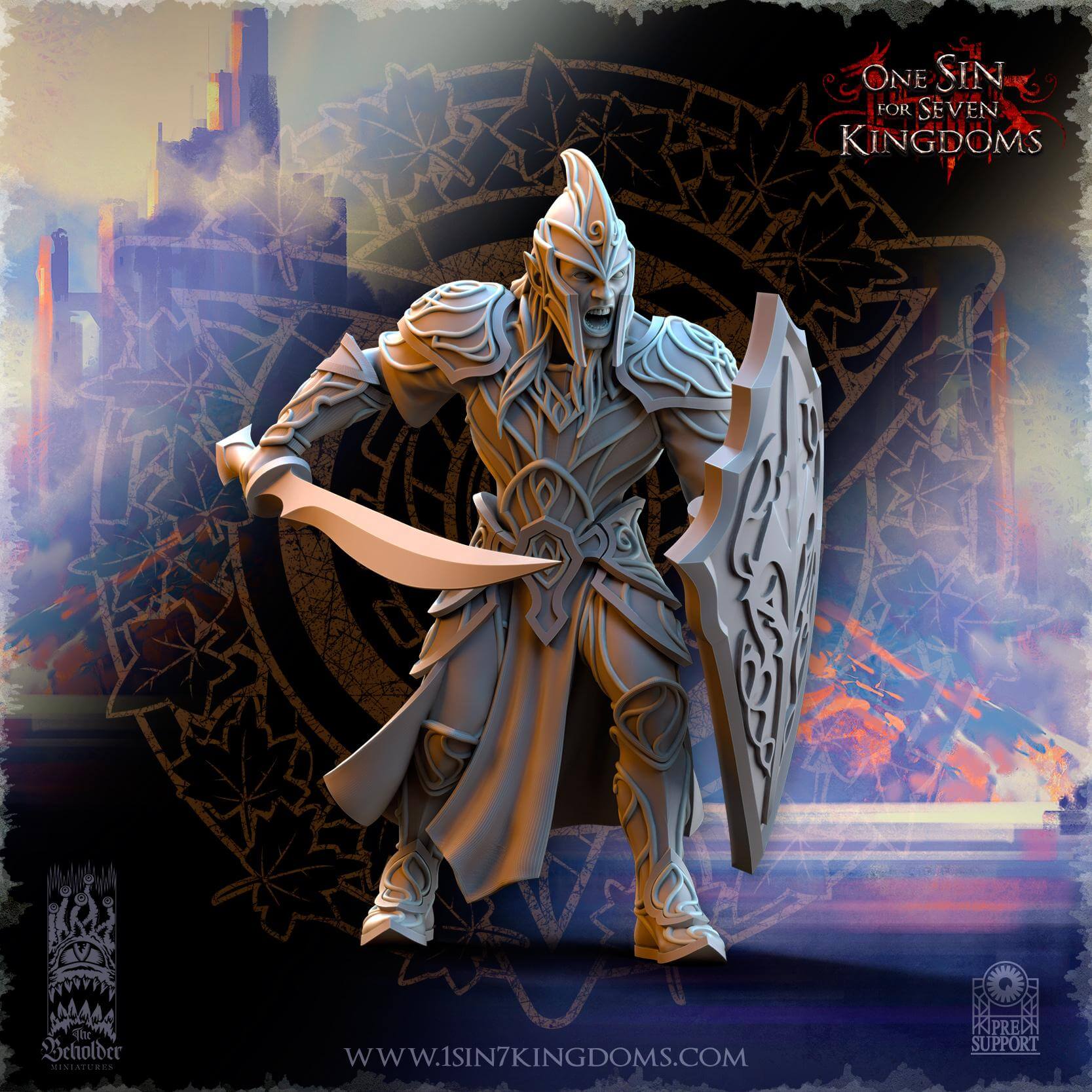 Elven Warriors w sword - Silvermoor Elves - One Sin for Seven Kingdoms - Beholder Miniatures