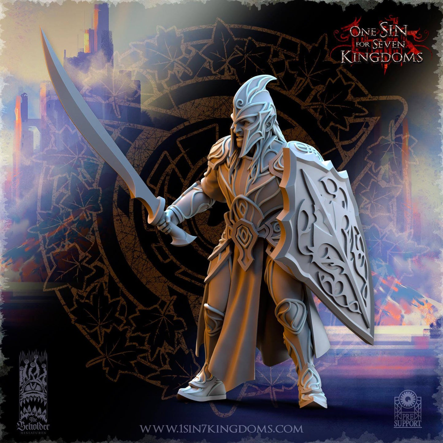 Elven Warriors w sword - Silvermoor Elves - One Sin for Seven Kingdoms - Beholder Miniatures