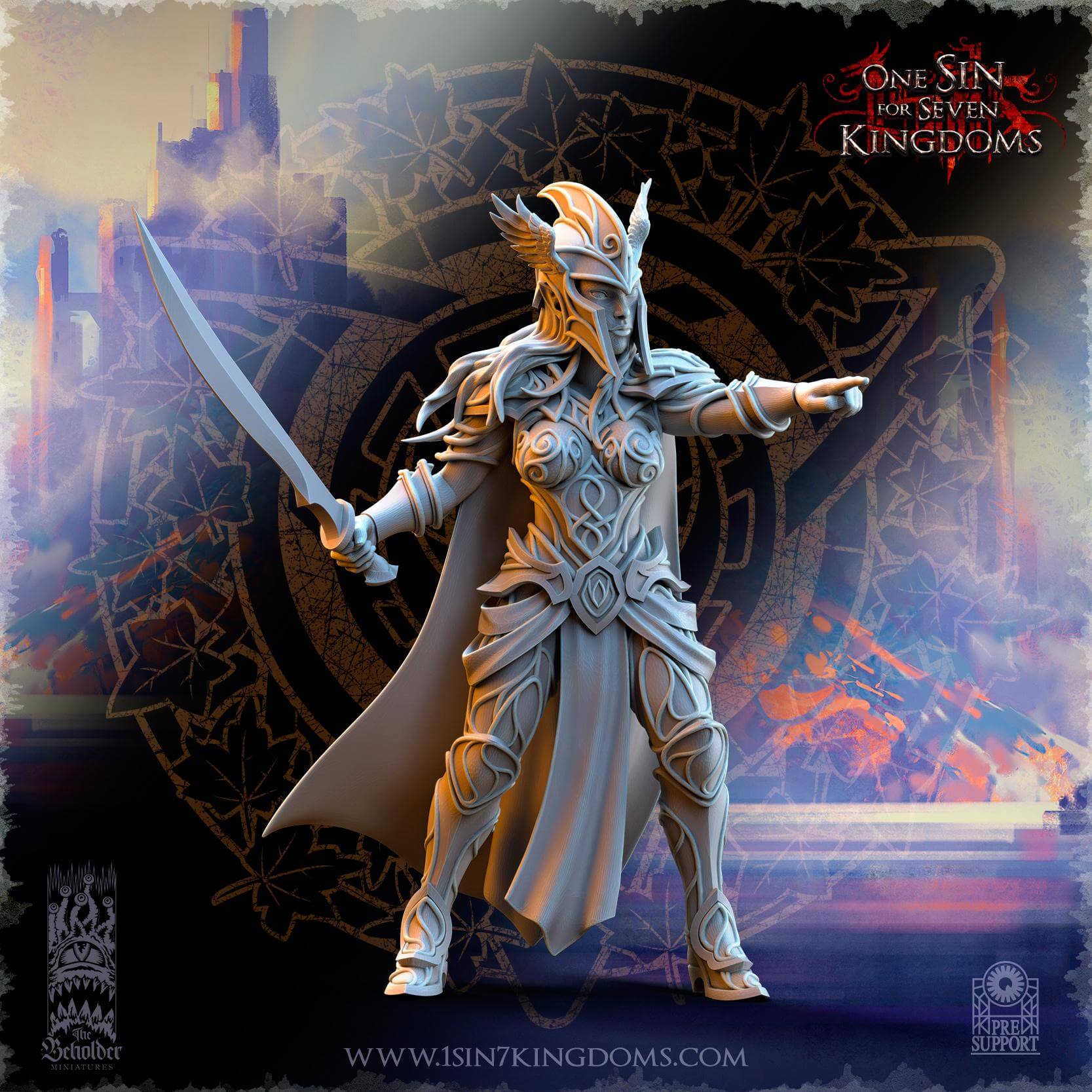 Elven Warriors w spear - Silvermoor Elves - One Sin for Seven Kingdoms - Beholder Miniatures