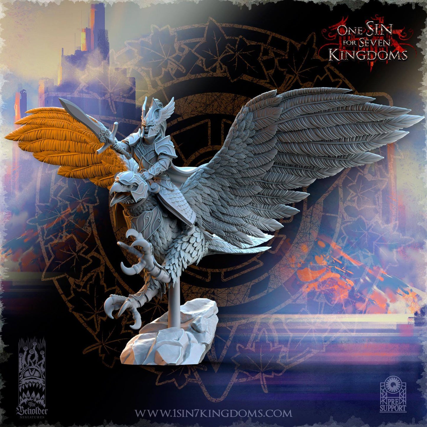 Glorindel on Eagle - Silvermoor Elves - One Sin for Seven Kingdoms - Beholder Miniatures