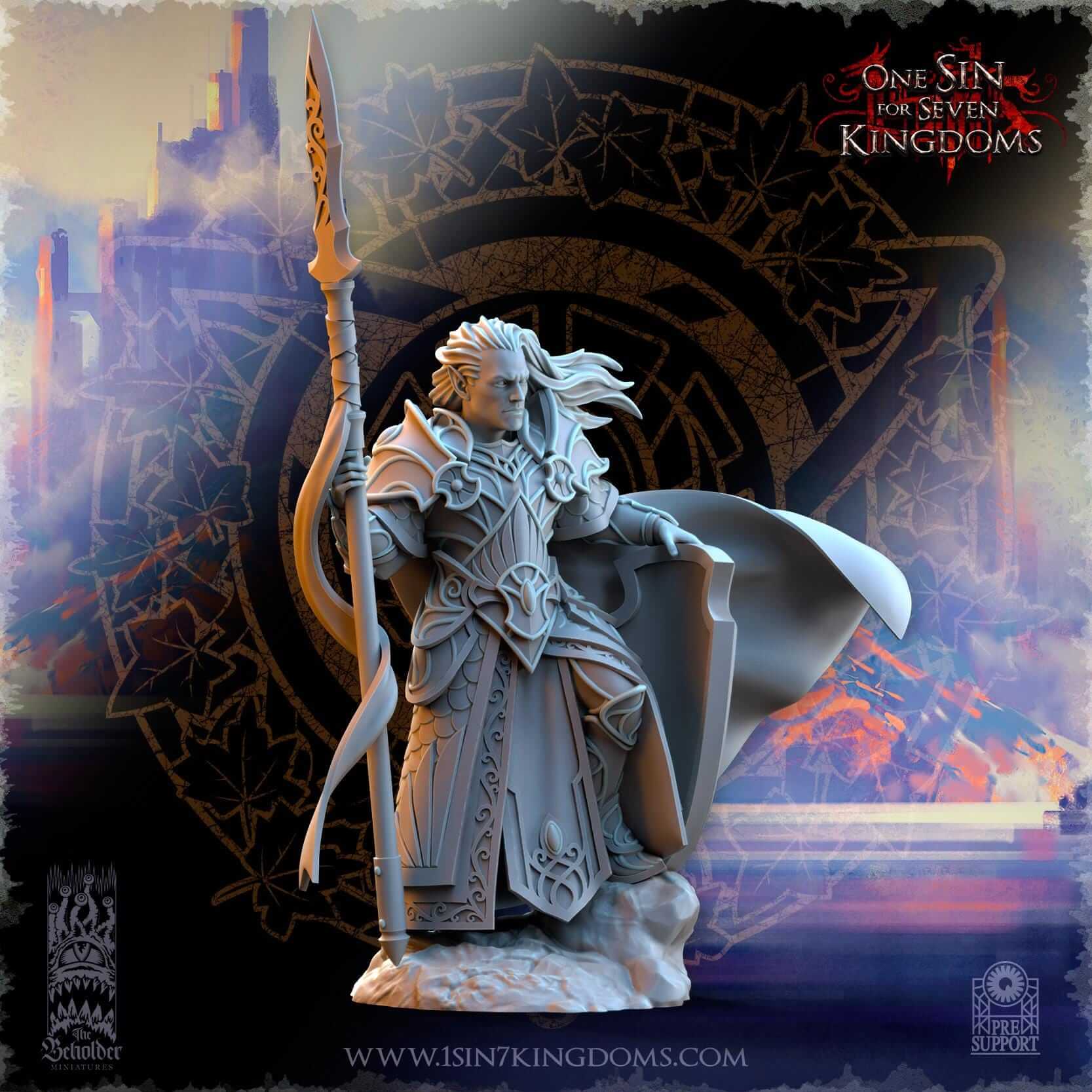 Polomhir Commander - Silvermoor Elves - One Sin for Seven Kingdoms - Beholder Miniatures