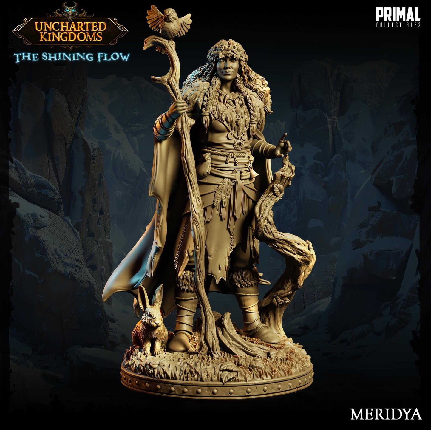 Meridya Druid - Uncharted Kingdoms 3D Printed Resin RPG/Tabletop/Boardgames Miniature Primal Collectibles