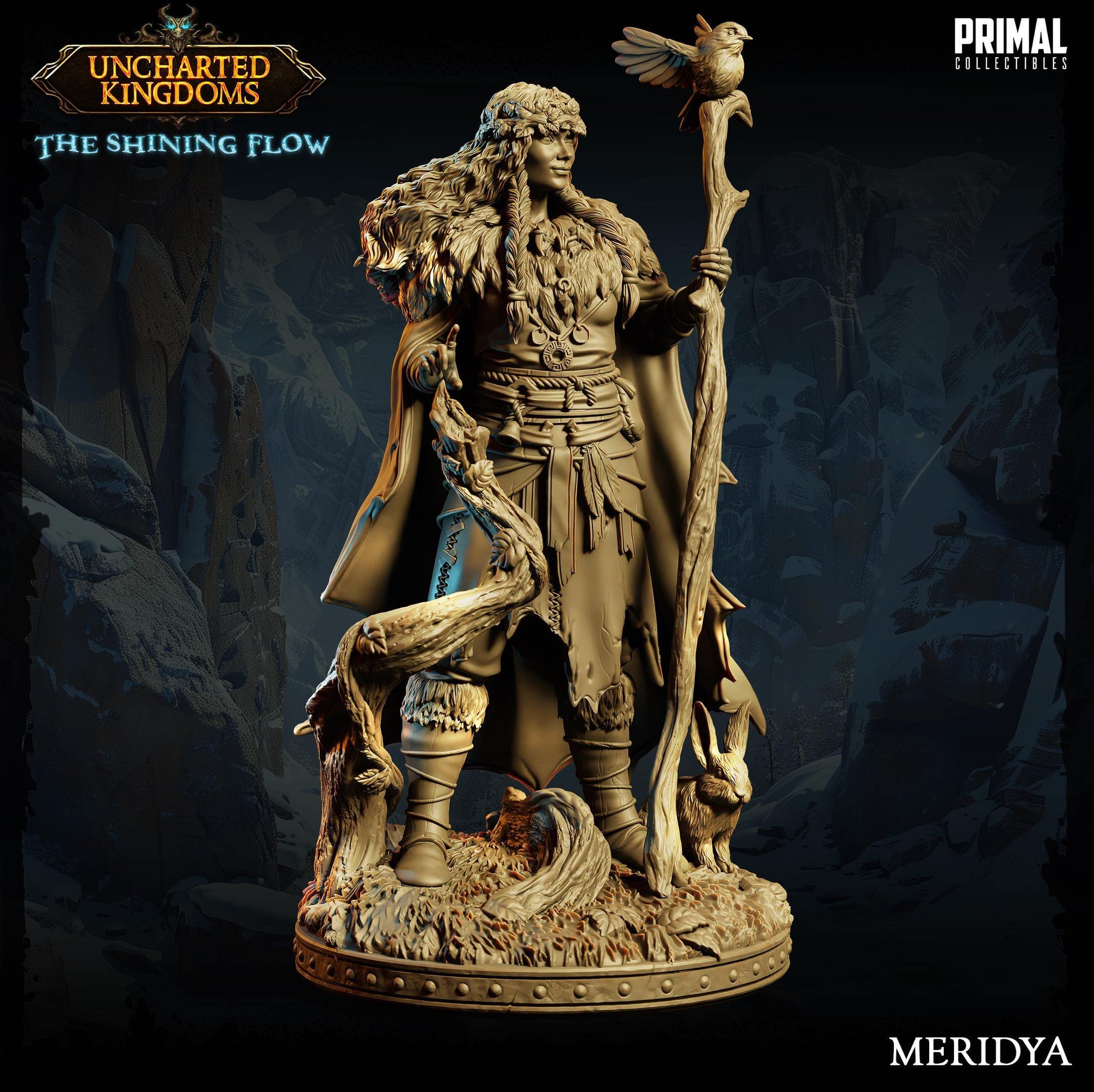 Meridya Druid - Uncharted Kingdoms 3D Printed Resin RPG/Tabletop/Boardgames Miniature Primal Collectibles