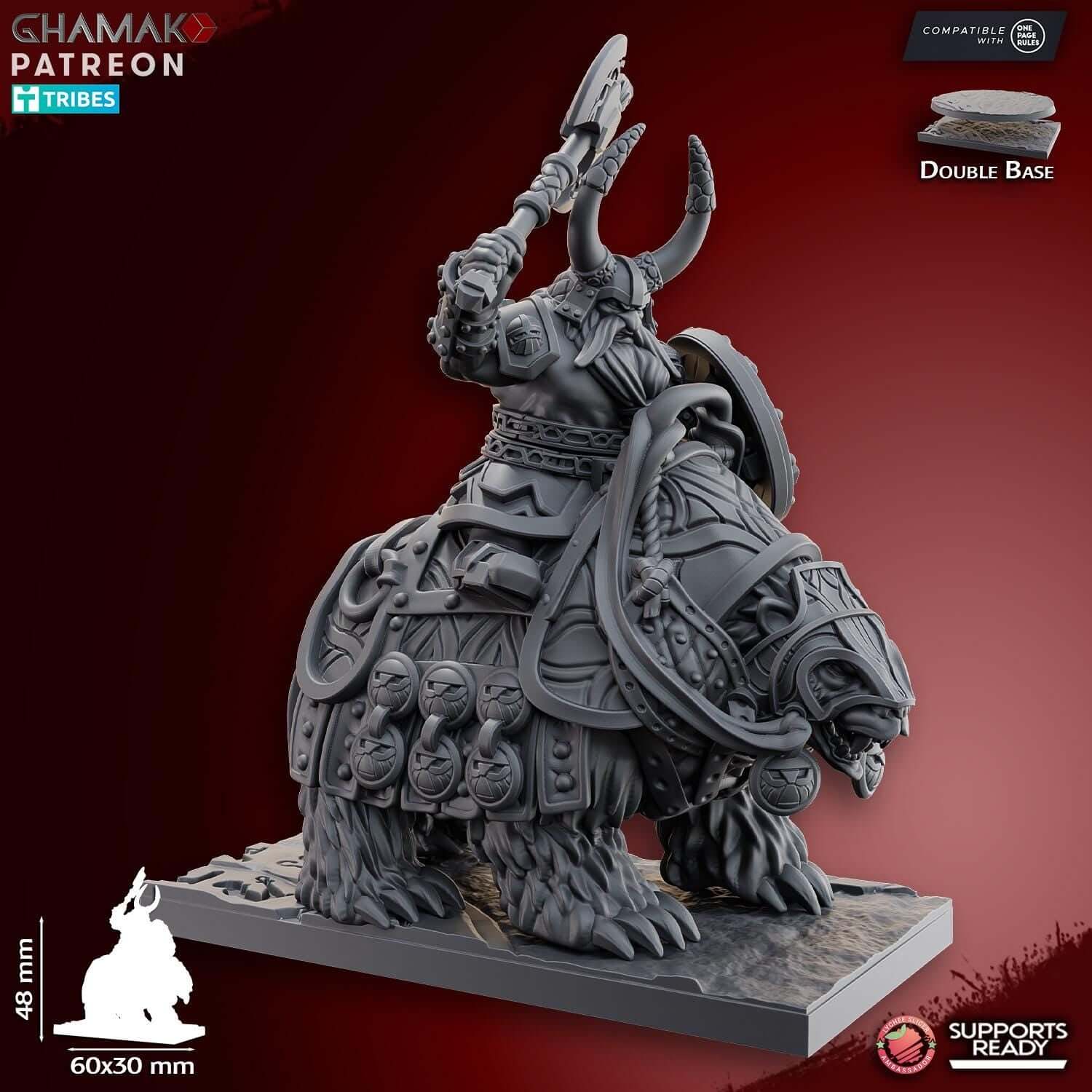 Dwarf Lord on Bear - Miniatures by Ghamak