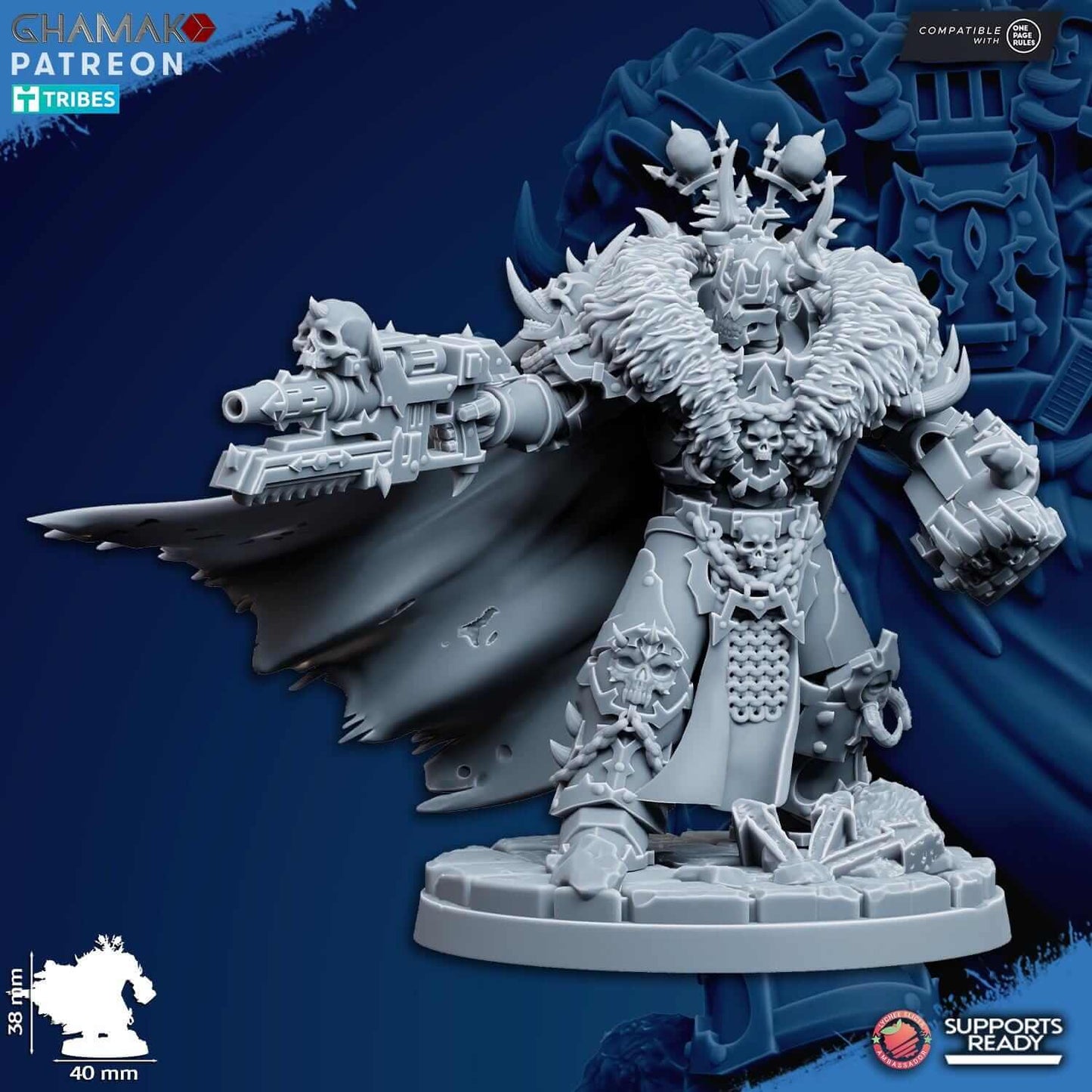 3D Resin Miniature Traitor Lord Ghamak Miniatures in premium grey resin, 70 mm height, perfect for D&D and TTRPG.
